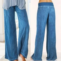 2022 fashion woman pants solid color high waist wide elastic waistband straight wide leg draped casual trousers female clothing