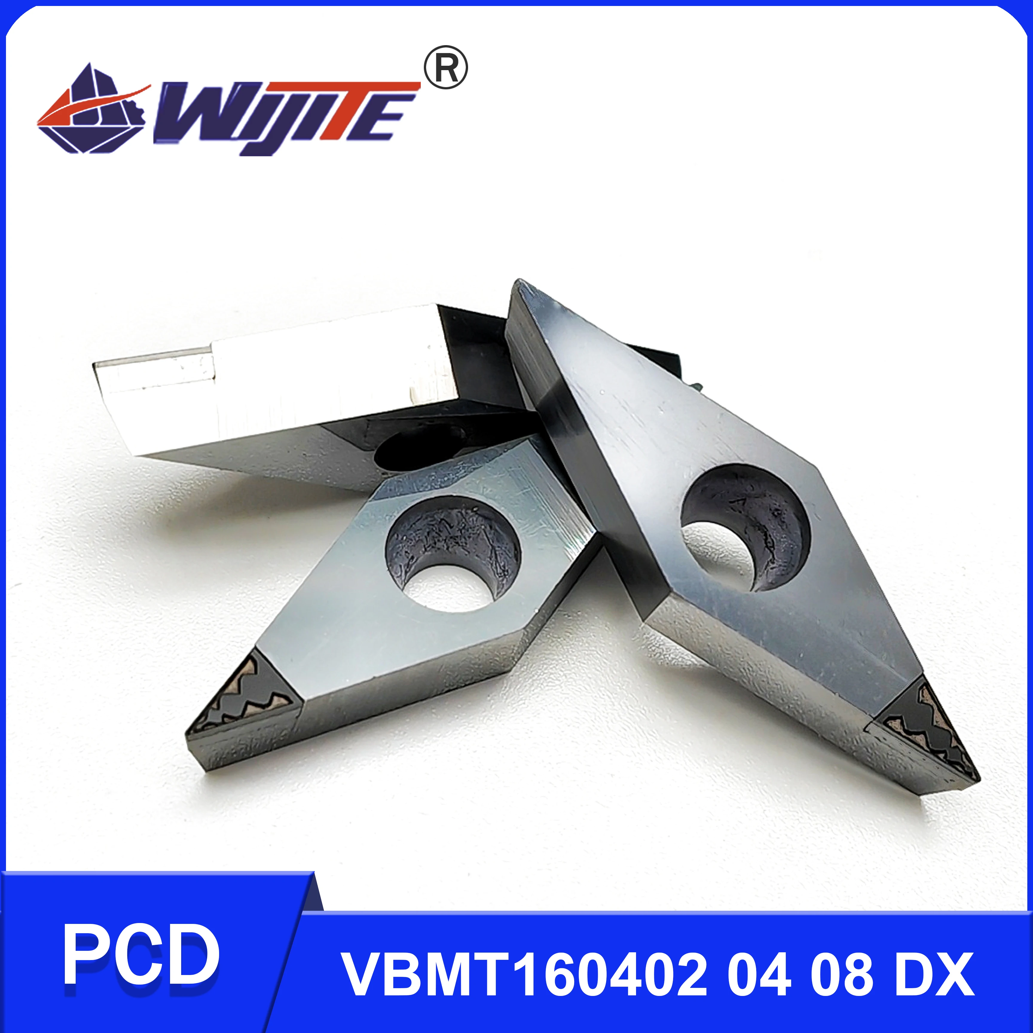 Фото Инструмент для отрезки сплавов PCD VBMT160402 VBMT160404 VBMT160408, используемый для обработки меди, алюминия, магния, фиброзных и глянцевых металлов VBMT №2