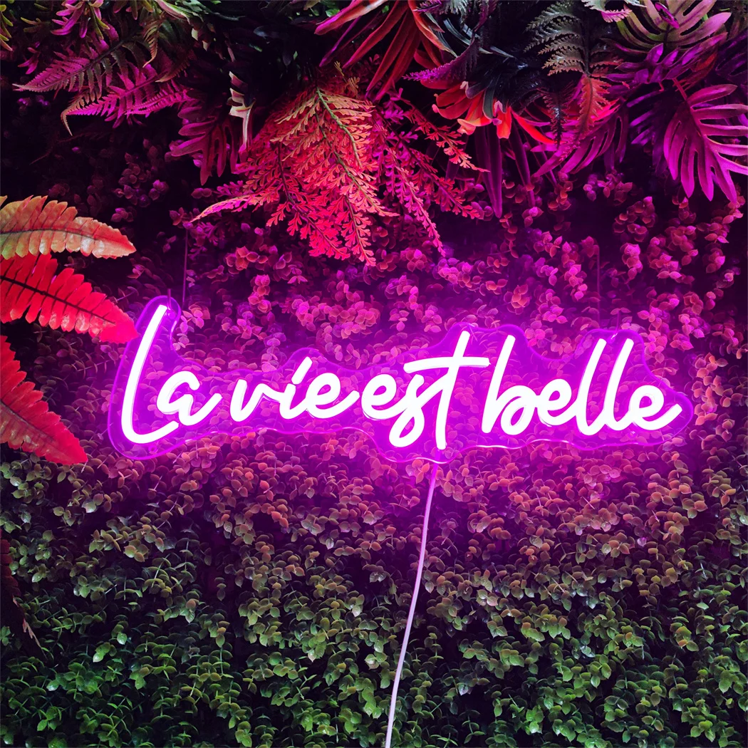 Неоновая вывеска La Vie Est Belle для кофейной комнаты офисное искусство на стену