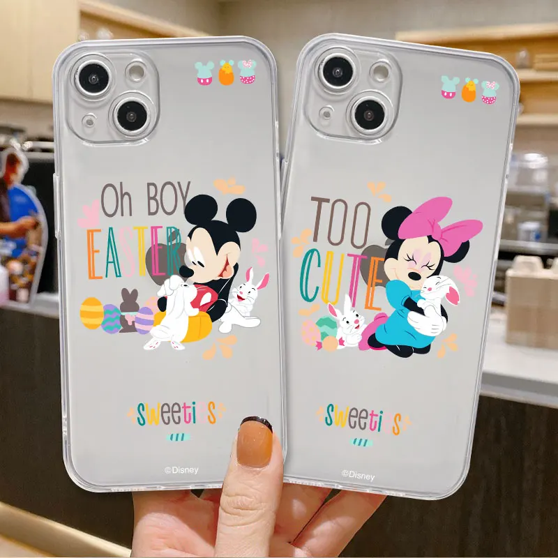 

Coque Clear Soft For iPhone 11 8 Plus 7 X XS XR 12 13 Pro Max 14 SE2 6 5 Mini SE2022 6S SE Fun Mickey Minnie Easy Art