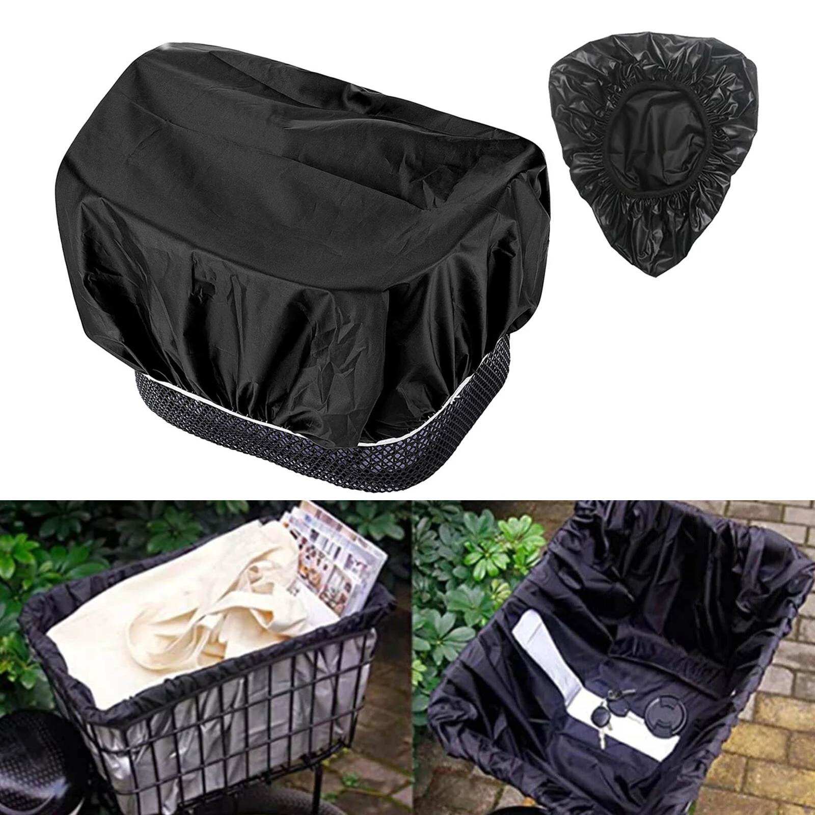 

Durable Bike Cover Saddle And Basket 200g/set Black I Set Oxford Cloth Protection Tool Rainproof With Storage Bag