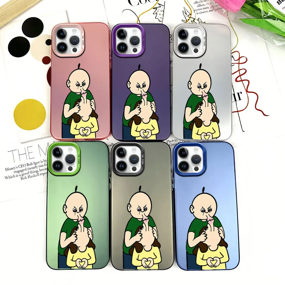 Korea Funny Bbang Couple Phone Case for iPhone 12 11 13 14 15 16 Pro Plus IMD Plating Cover