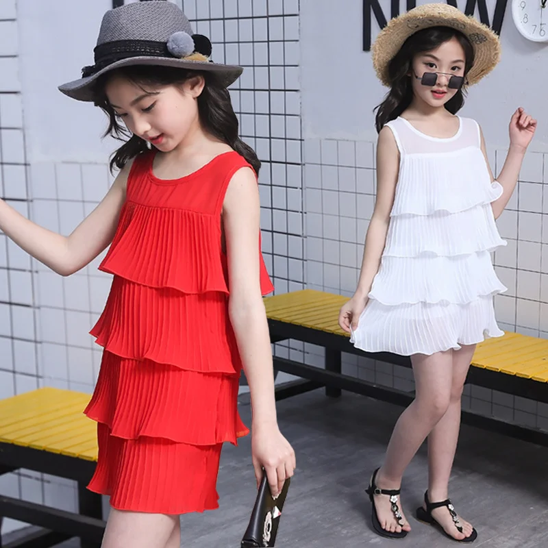 

Детское новое платье 2022, летнее платье, юбка для девочек среднего и большого размера, модная юбка в Корейском стиле для маленьких девочек