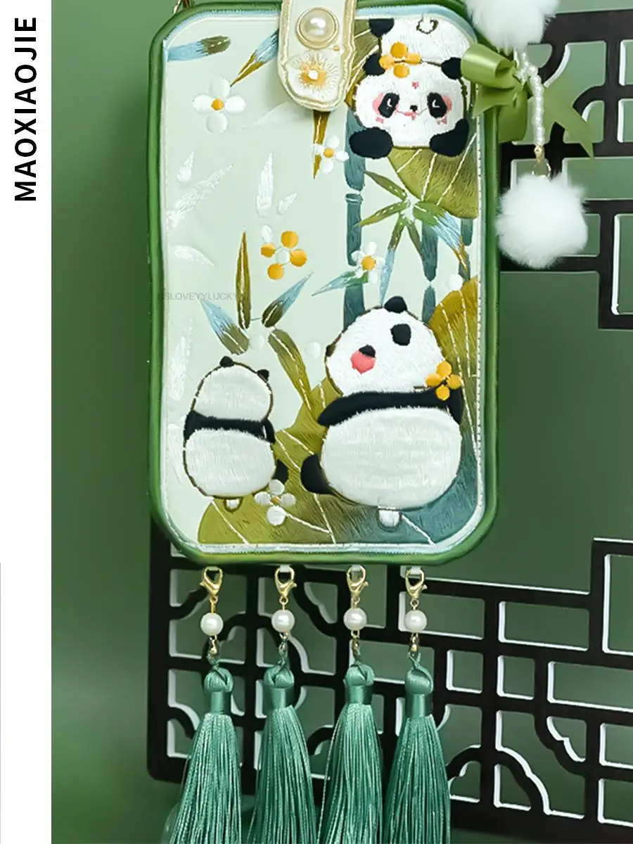 Женская бамбуковая сумка с милой пандой улучшенная традиционная Повседневная