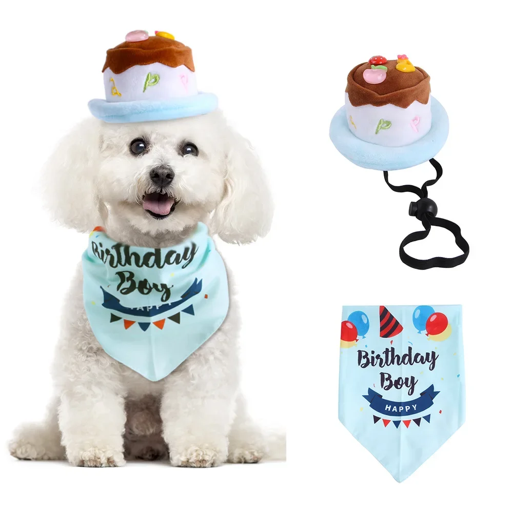 

Комплект одежды для домашних животных на день рождения, Женский треугольный шарф, комбинированный костюм для кошек и собак на день рождения, Аксессуары для кошек, слюнявчик для щенков