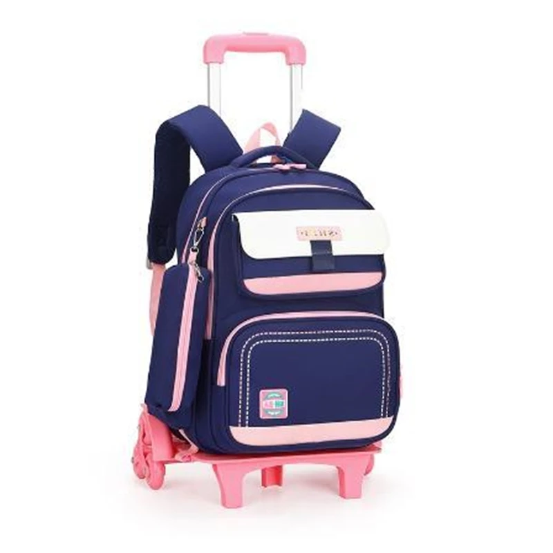

School Wheeled Backpack For Boys School Trolley Bags for girls with pen bag Children school Rolling backpack with Wheels Satchel