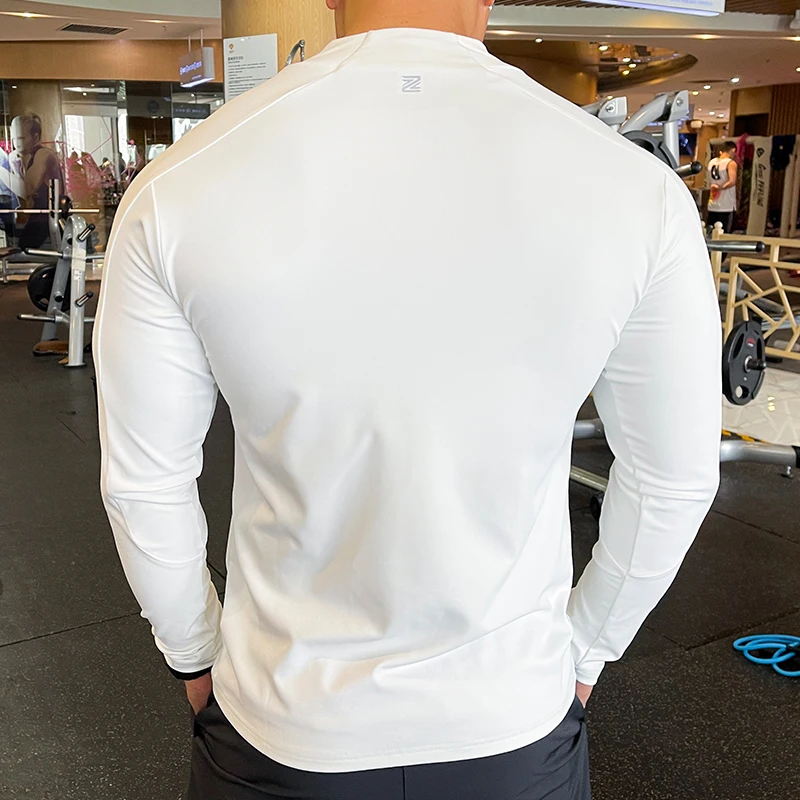 Men Autumn Fitness Coats Stand Collar Zipper Quick Dry Long Sleeve Sportwear Gym Training Casual Tops Compression Shaper Jacket