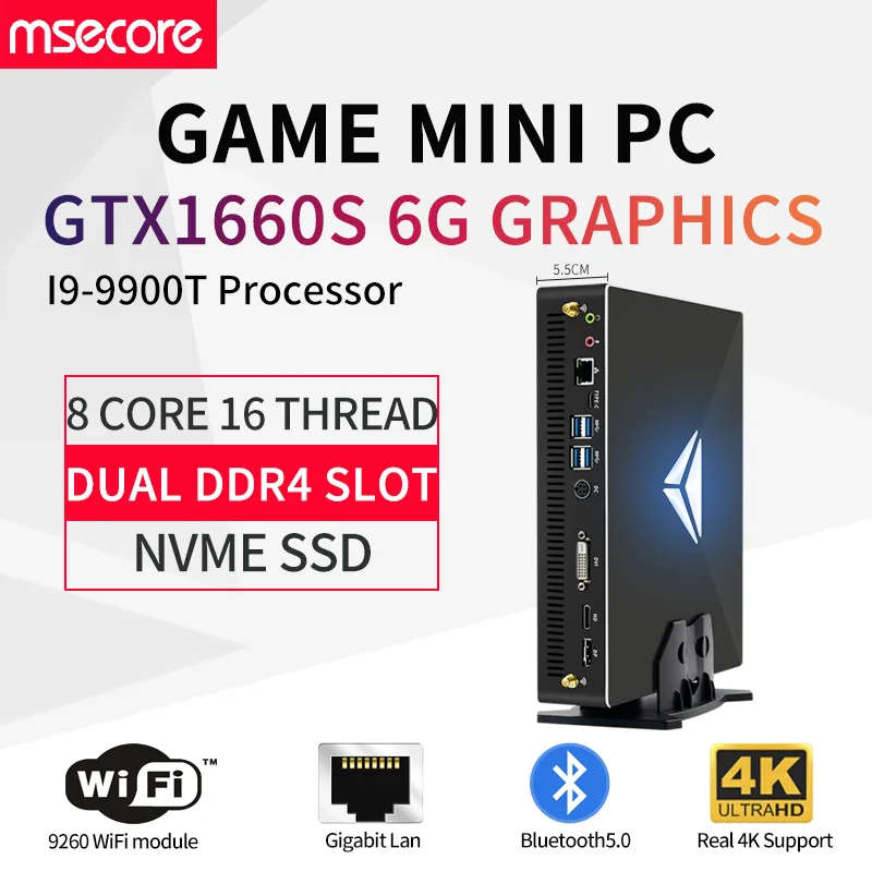 MSECORE MV200 intel core i9-9900T GTX1660S 6G Графика DDR4 мини игровой ПК Windows 10 Настольный NVME