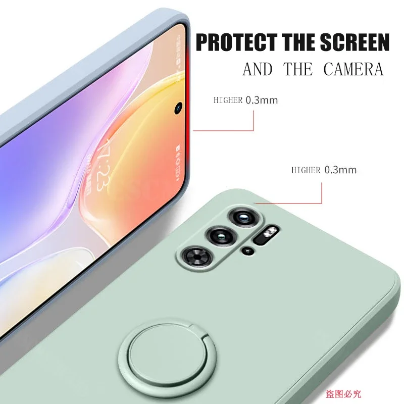 Фото Чехол для ZTE Nubia Red Magic 9 Pro, кольцо на палец, подставка, держатель, жидкий силиконовый чехол RedMagic 9, чехол с твердым объективом камеры, мягкий чехол №5
