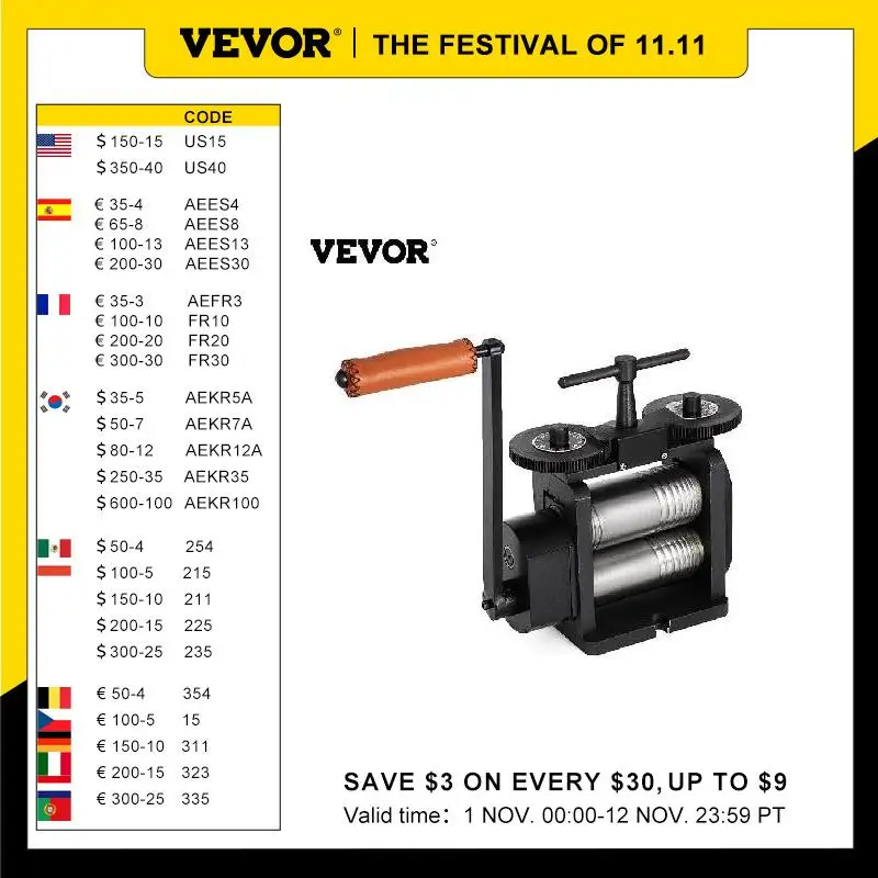 

VEVOR 4 Inch 5 Inch Rolling Mill Wire Flat Pattern Press Sheet Metal Jewelry Making 4:1 Press Tabletting Tool for Repair Design