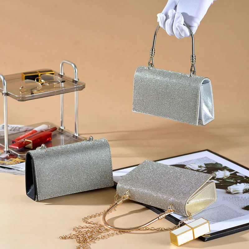 

Bling Bag for Women Rhinestone Small Glittering Birthday Party Hand Bags Ladies Silvery Formal Handbag Silver Purse for Womens