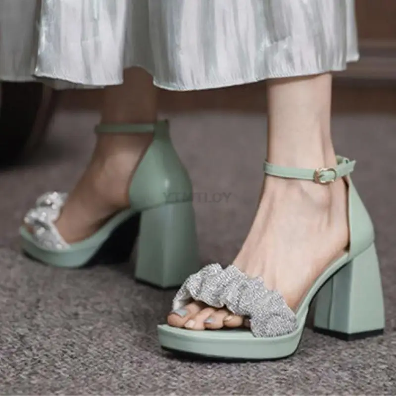 Женские сандалии на платформе со стразами Летняя женская обувь 2021 модная