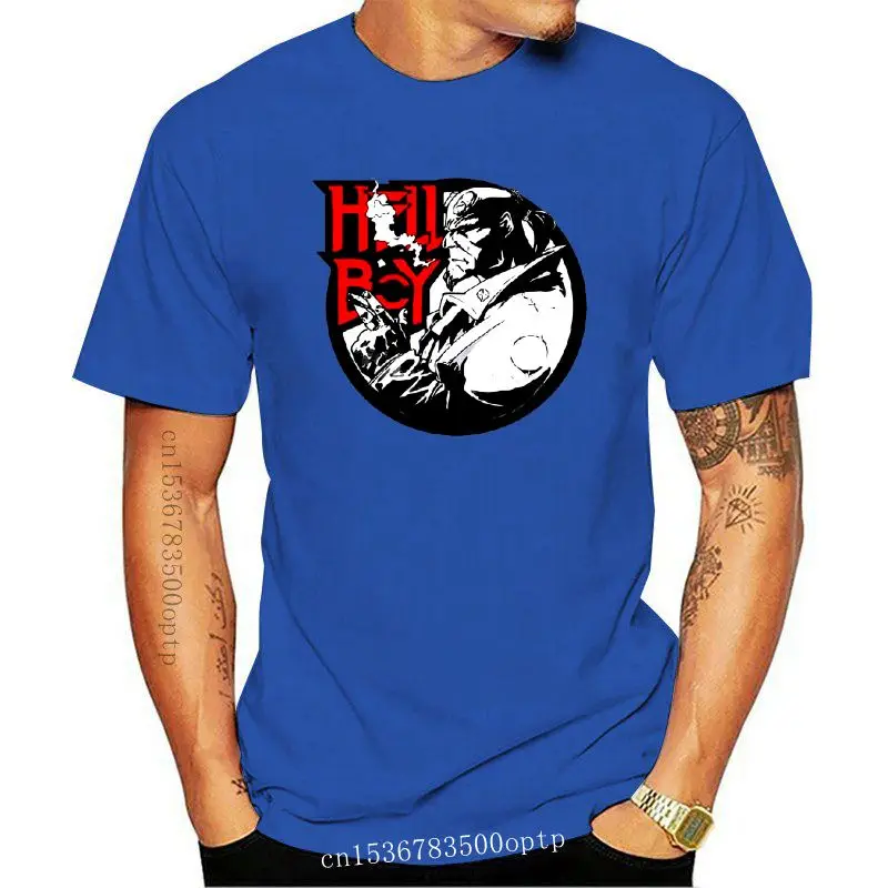 

Camiseta Vintage de algodón puro para hombre, camisa de manga corta con cuello redondo, ropa Original, Hellboy, nueva