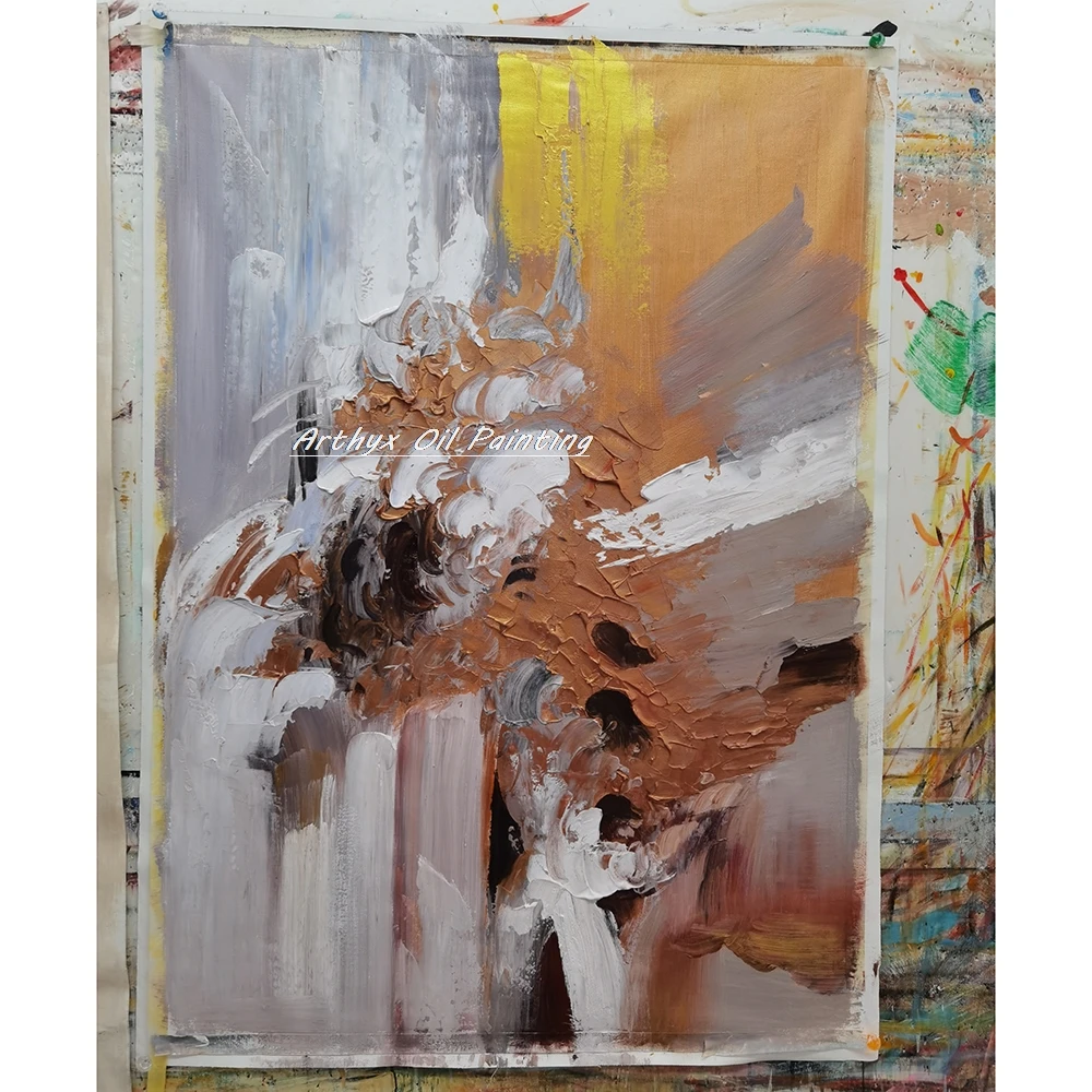 Arthyx ручная роспись текстуры абстрактная Золотая картина маслом на холсте