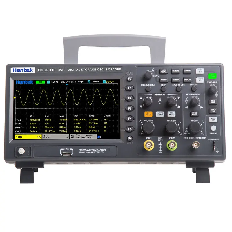

Hantek DSO2D15 Digital Storage Oscilloscope 2 Channel 150MHz 1GSa/S Oscilloscope with 1CH AWG Signal Generator
