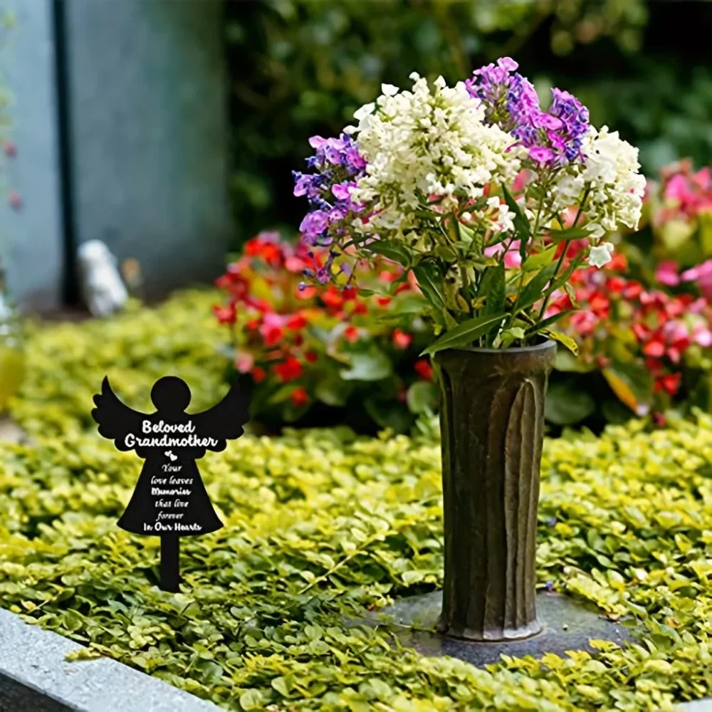 Декоративный Маркер Для Мемориальной Гравировки С Изображением Ангела И Бабушки