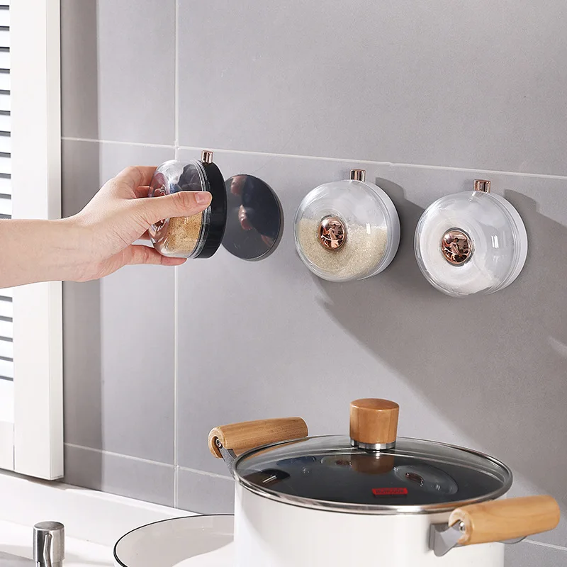 

Sealed pressed seasoning container, with lid, quantitative transparent storage, wall mounted seasoning bottle, seasoning pot