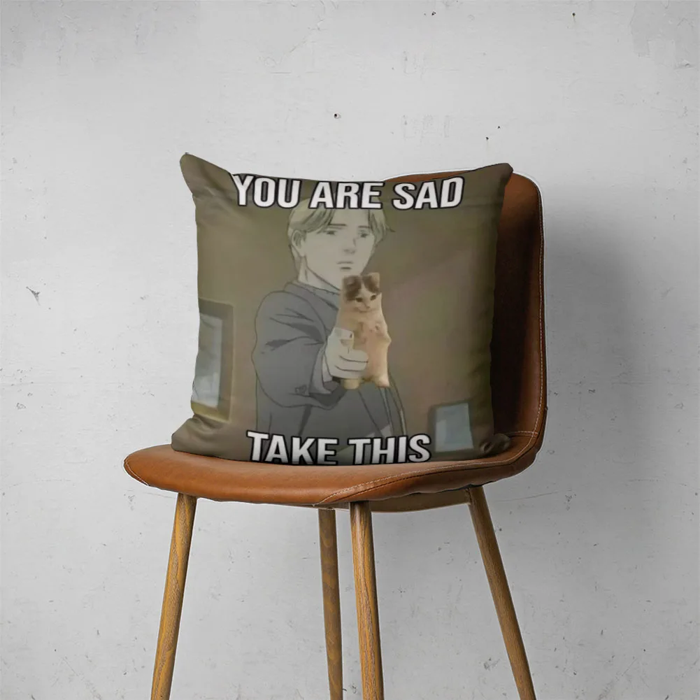 

Подушка с котом и мемом 025, настраиваемая, для спальни, кровати, дивана, гостиницы, автомобильная поясничная Подушка, модная декоративная наволочка