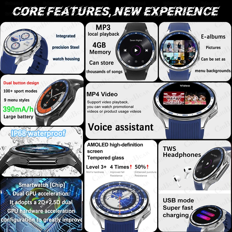 Умные часы DT Watch X 4 Гб Amoled экран для HUAWEI GT
