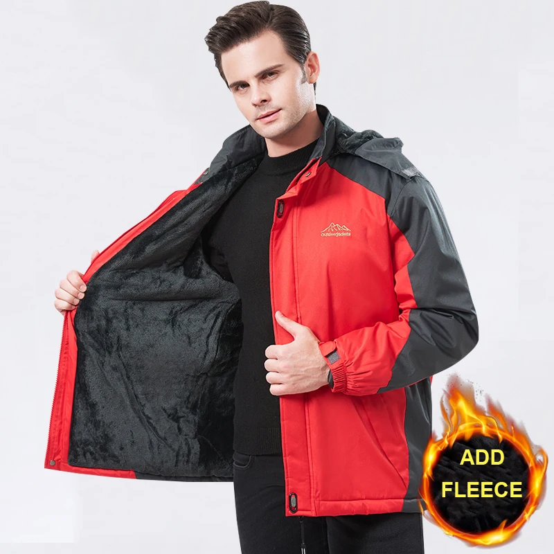 Мужская Утепленная куртка с шерстяной подкладкой водонепроницаемая уличная