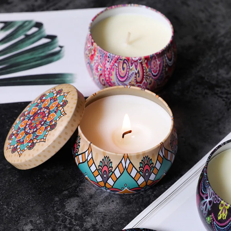 

Japanese Chiyogami Tinplate Jar Fragrance Essential Oil Aromatherapy Candle Romantic Soy Wax Cup Gift Gift