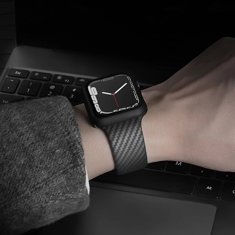 

Ремешок из углеродного волокна для Apple Watch Band 44 мм 40 мм 38/42 мм, сменный Браслет для iWatch series 7 6 5 4 3SE Generation, 45 мм