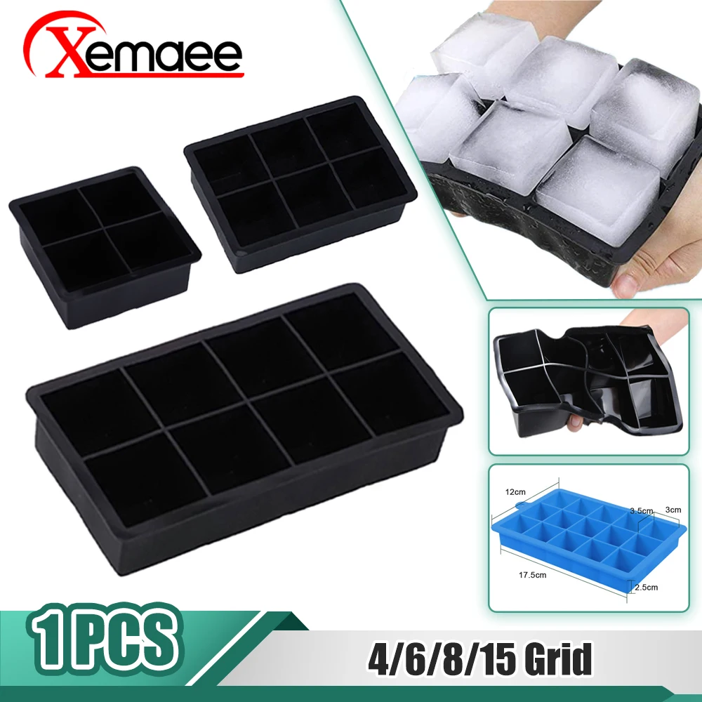 

15 / 8 / 6 / 4 Сетка Большие ледяные диски Форма Большие пищевые силиконовые кубики квадратные лотки Форма формы ледяной машины DIY Ледяной лоток ...