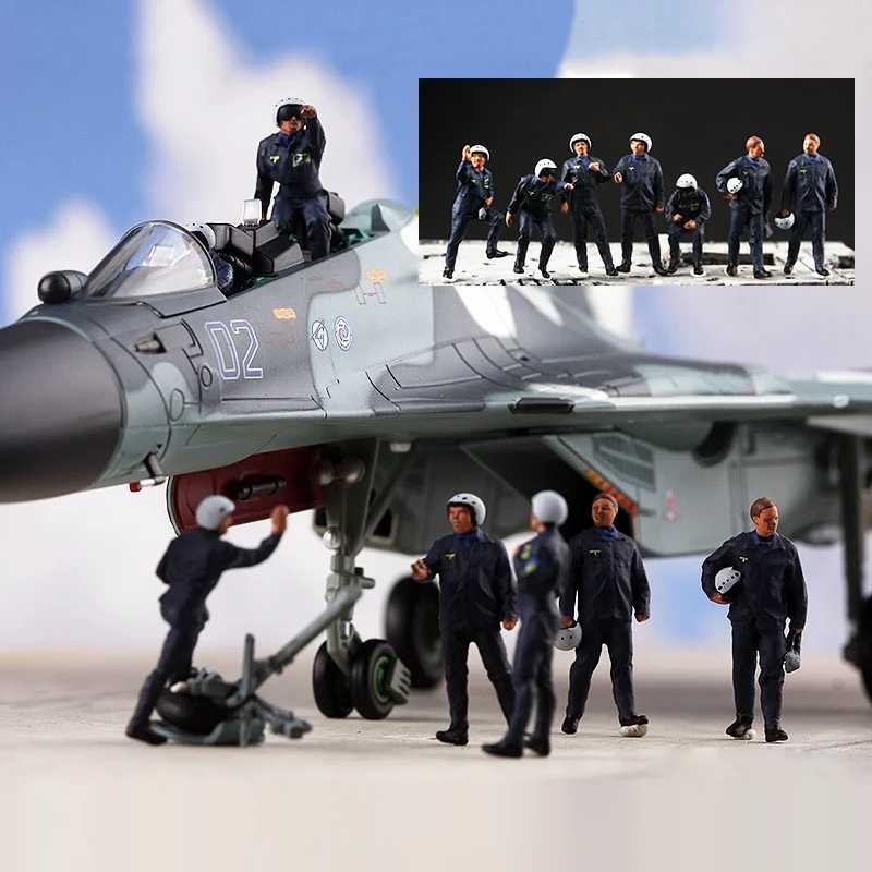 Фото Масштаб 1/72, русские ВВС, пилот, группа грунтов, 7 шт., солдаты, экшн-фигурки, модель, сделай сам, аксессуары для сцены, коллекция кукол №2