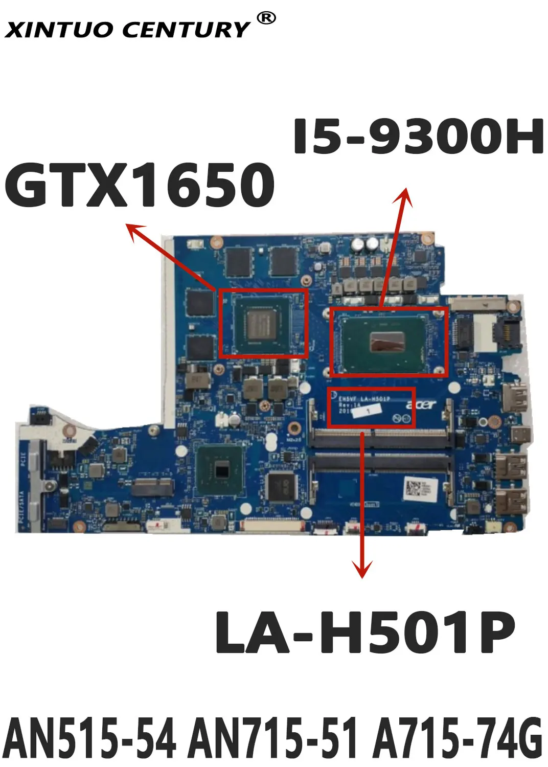 

LA-H501P for Acer AN515-54 AN715-51 A715-74G Motherboard with SRF6X I5-9300H CPU GTX1650 GPU 4G N17P-G0-K1-A1 100% Tested