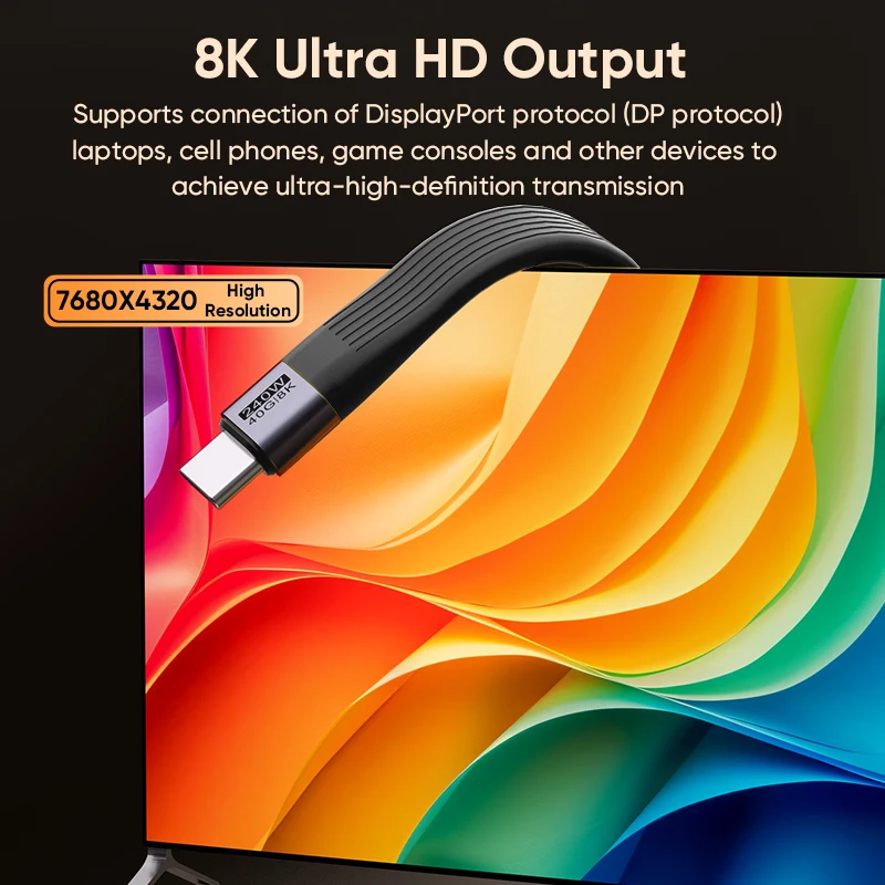 Фото NNBILI USB4.0 Кабель даты Портативный брелок 240 Вт 5 А Кабель USB C для быстрой зарядки 40 Гбит/с Передача данных 8K 60 Гц Видеодисплей ﻿ №4