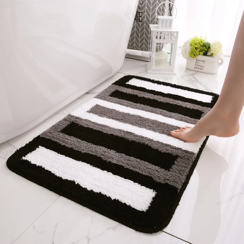 

Flocking Microfiber Non-slip Bathroom Mats Thickened Door Entrance Carpet Bedroom Bedside Foot Pad Kitchen Absorben Floor Rugs