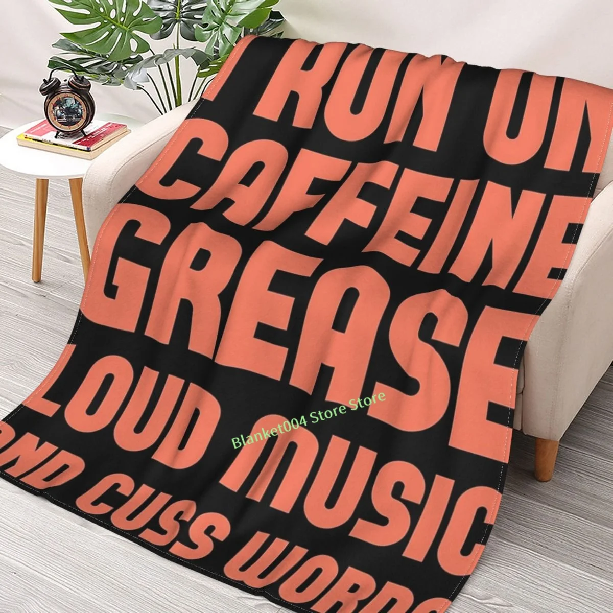 

Caffeine Grease Loud Music And Cuss Words Throw Blanket 3D printed sofa bedroom decorative blanket children adult Christmas gift