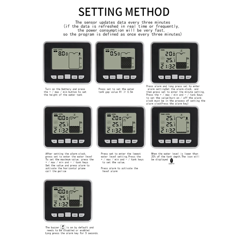 Беспроводной ультразвуковой измеритель уровня воды в баке Индикатор с датчиком