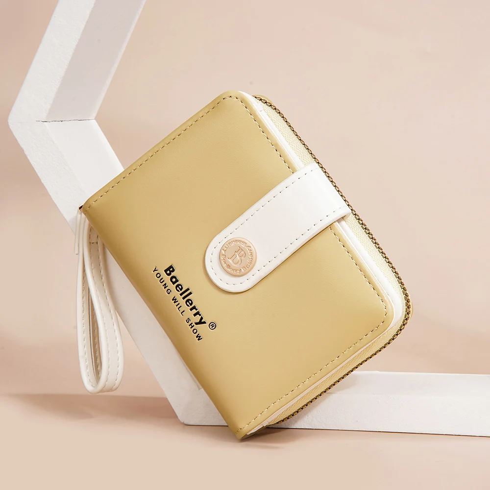 Женский кошелек из искусственной кожи короткий бумажник большой вместимости на