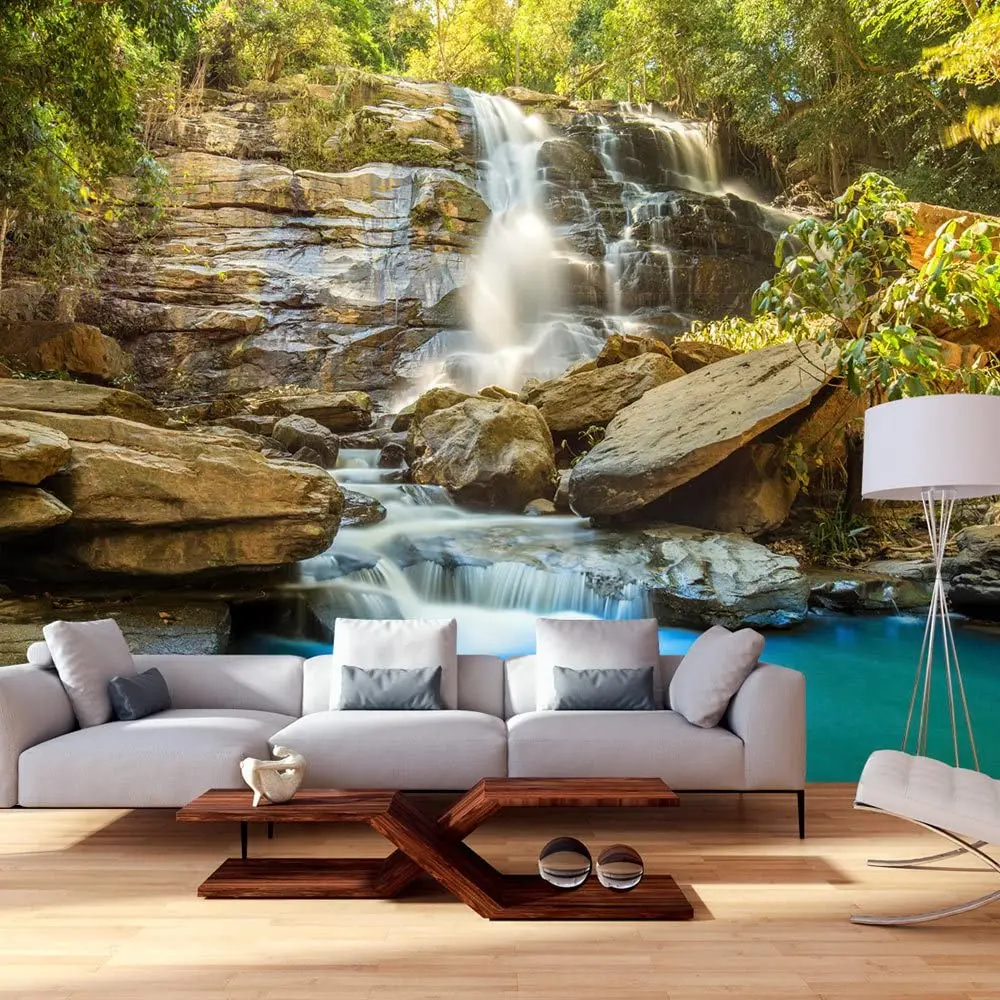 

Пользовательские любые фотографии 3D Фреска водопад бегущая вода лес обои пикеты пейзаж для гостиной спальни украшение фрески
