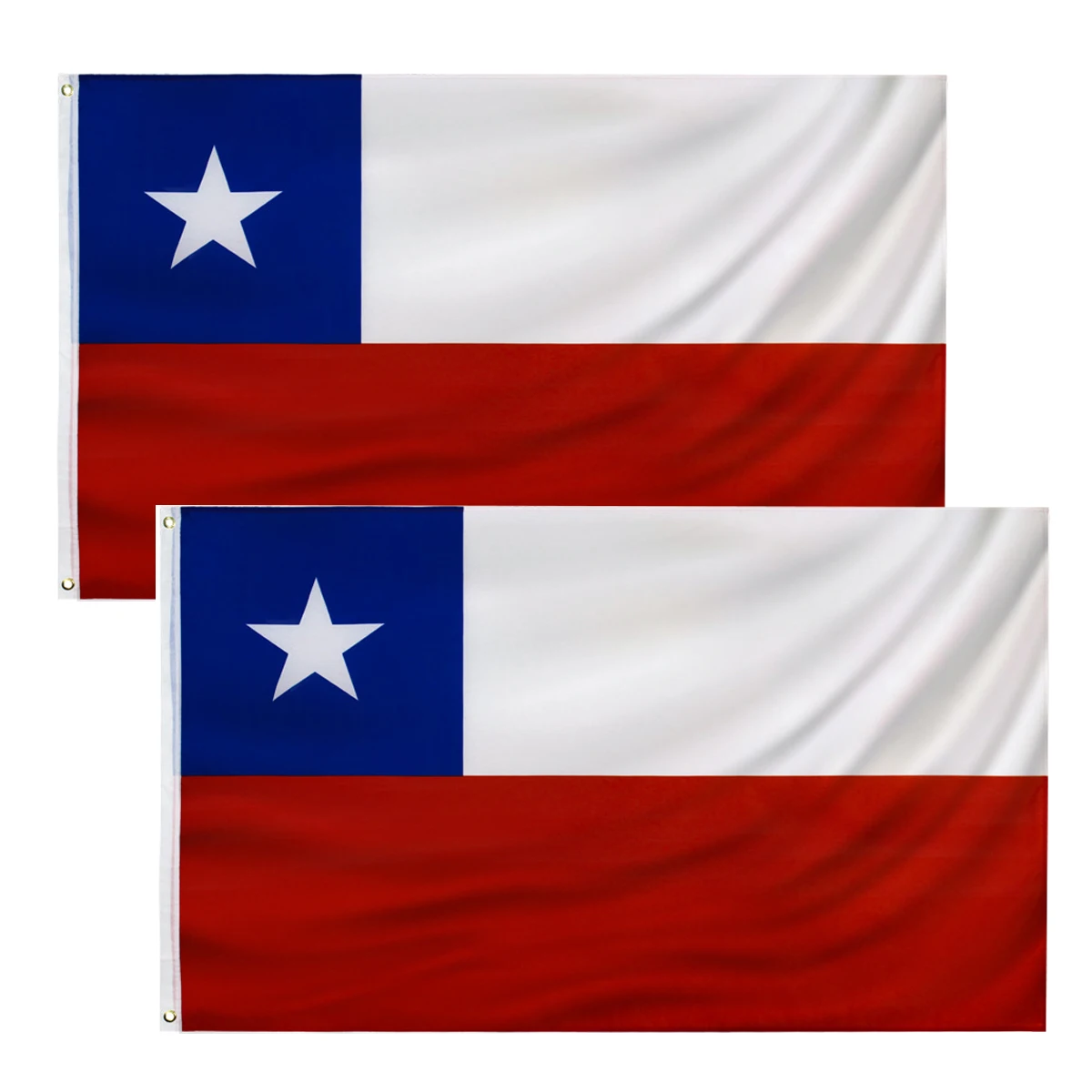 

2pcs Chile Flag 90x150cm Chilean National Flags Polyester Vivid Color and Fade Proof with Brass Grommets