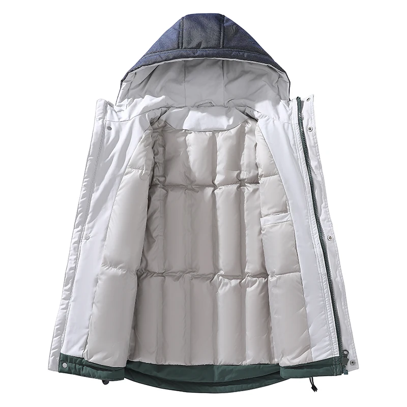 New Men Winter Jacket Parkas Hooded Zipper Long Sleeve Men Coat Fashion Warm Jacket Men Casual Patchwork Jacket Parkas