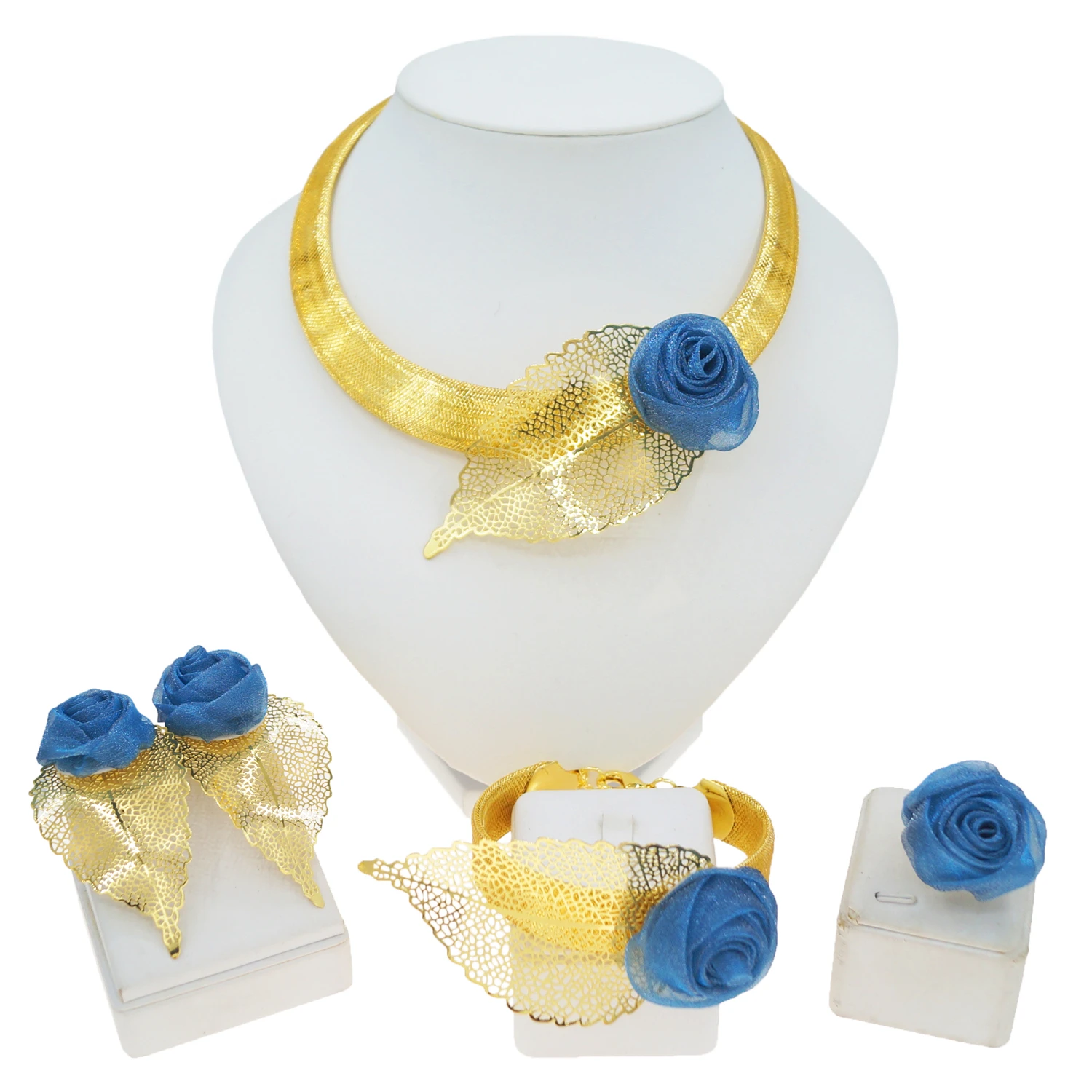 Модное ожерелье с бутонами роз серьги роскошные свадебные украшения подарок на