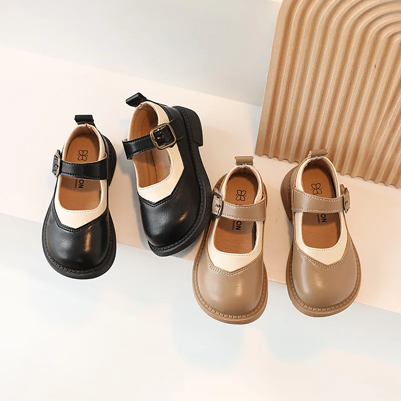 

Kids Flat Shoes Children's Casual Sandals School Girls Princess Pu Leather Shoes Non-Slip Kids Soft Bottom Loafer for Girls