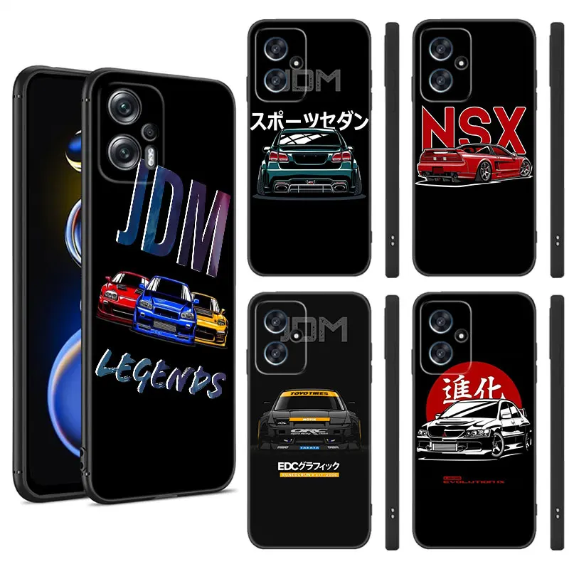 Японский черный силиконовый чехол JDM для телефона с рисунком спортивного