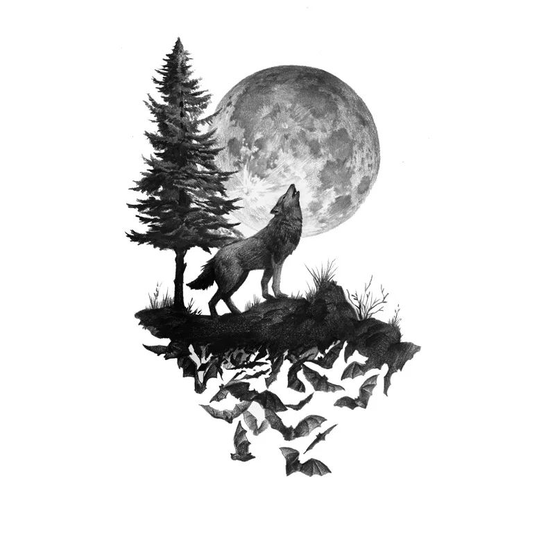 

1Pcs Howling Wolf In Forest Silhouette Wall Art Animal Sticker Home Living Room Decoration Removable 60x90cm
