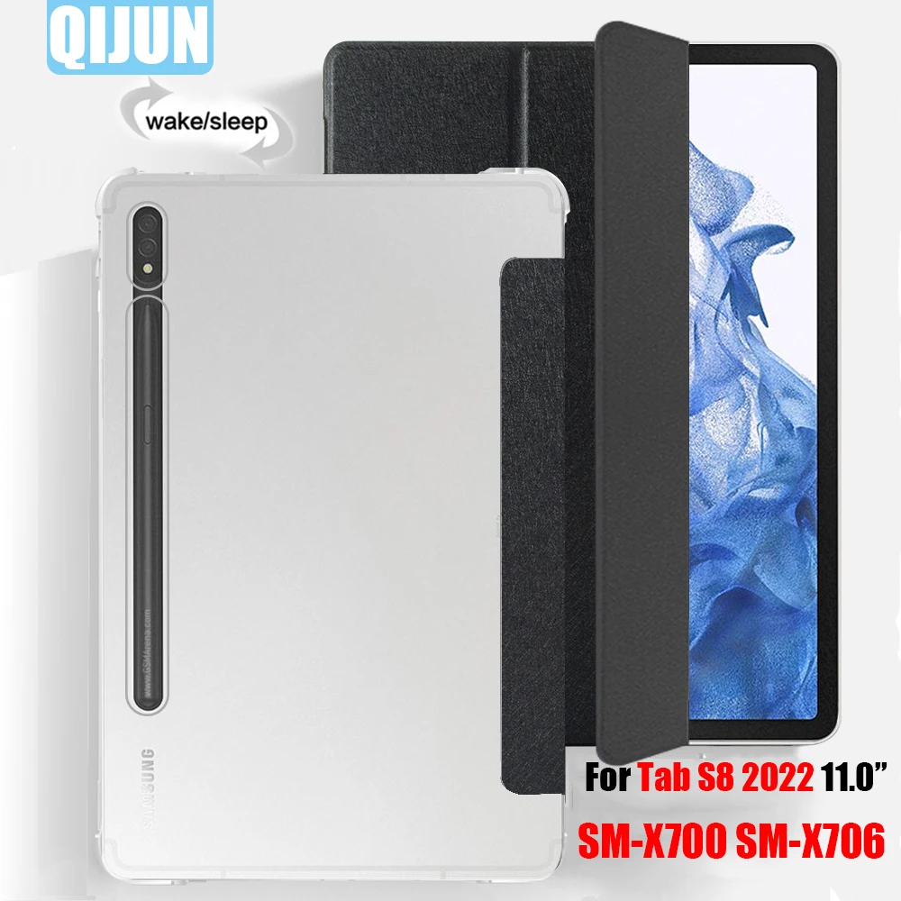 

Tablet case for Samsung Galaxy Tab S8 11.0 2022 Smart sleep wake up Tri-fold Full Protective flip cover stand for SM-X700 X706