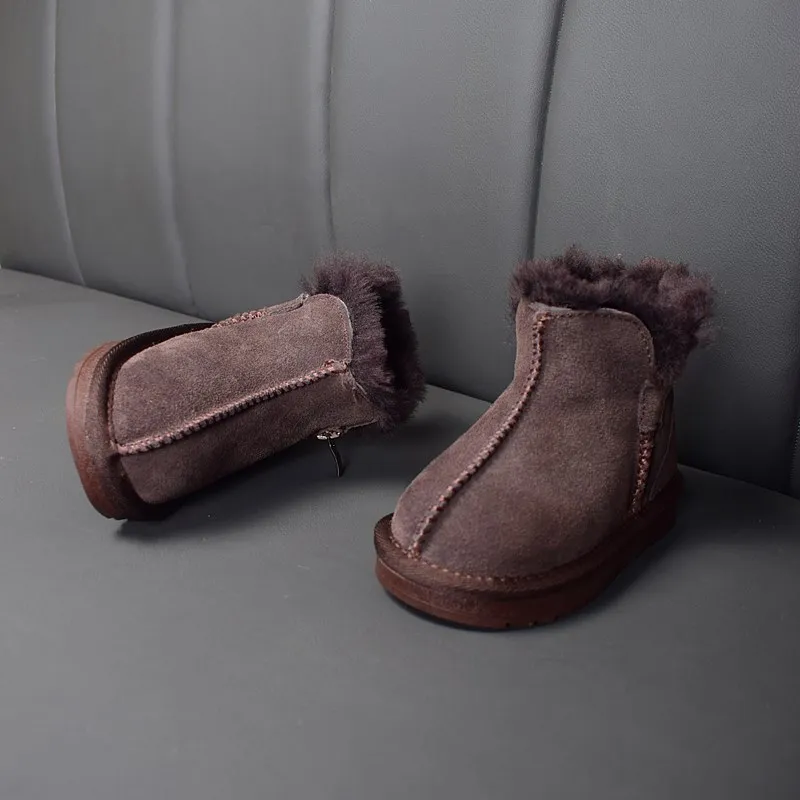 

TH04 Luxury Winter 2022 New Children Snow Boots Genuine Leather Girls Warm Plush Boy Shoes Fashion Kids Boots Baby Toddler Shoes