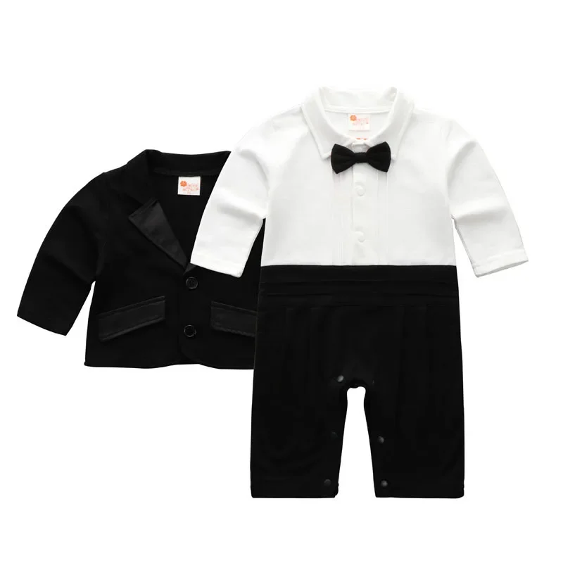 

Boss Baby Outfit Boy Clothes Set Gentleman Romper with Coat Formal Newborn for Birthday Wedding Party