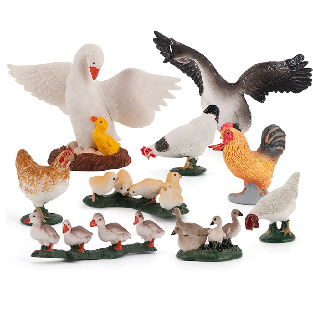 

Swan Rooster Chicken Duck Goose Hen Figurines Farm Animal Model Home Decor Miniature Fairy Garden Decoration Accessories Modern
