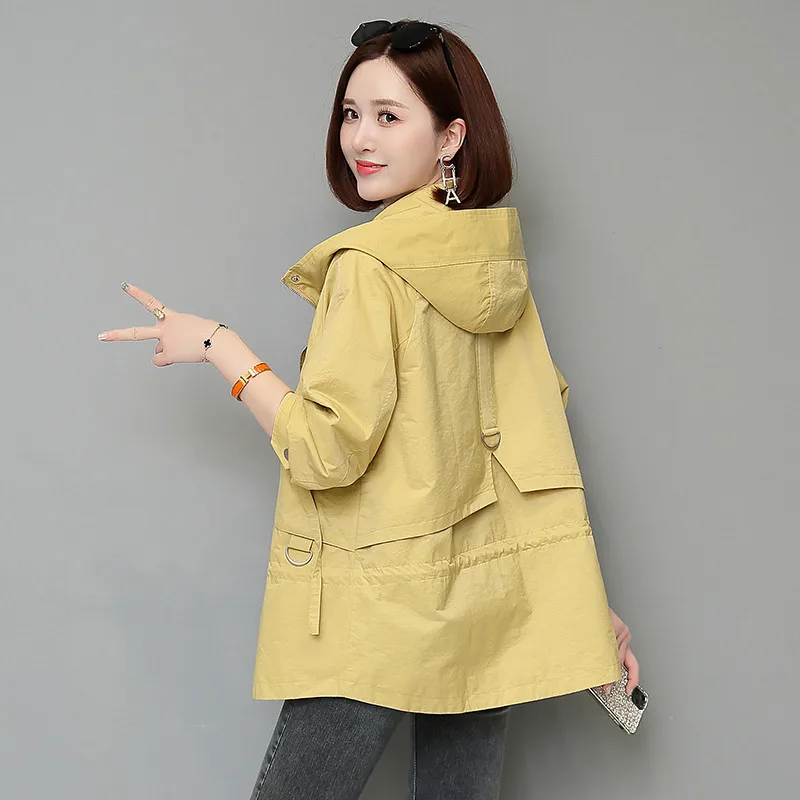 

Fashion Women Trench Coat Spring Autumn Mid-Length Long Sleeves Outerwear Loose Female Windbreaker Casual Overcoat Ladies G919