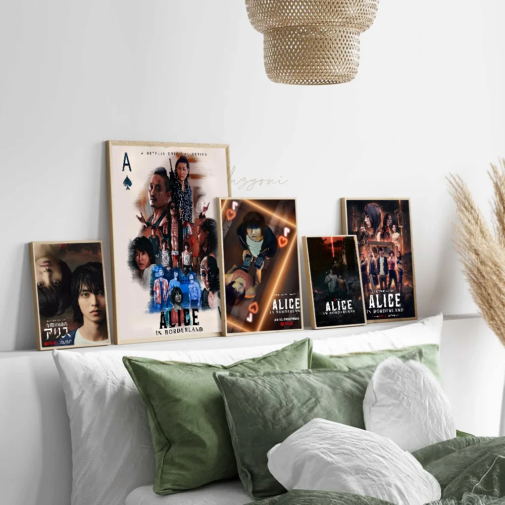 Hot TV Alice In Borderland Anime Posters Sticky Waterproof Paper Sticker Coffee House Bar Kawaii Room Decor