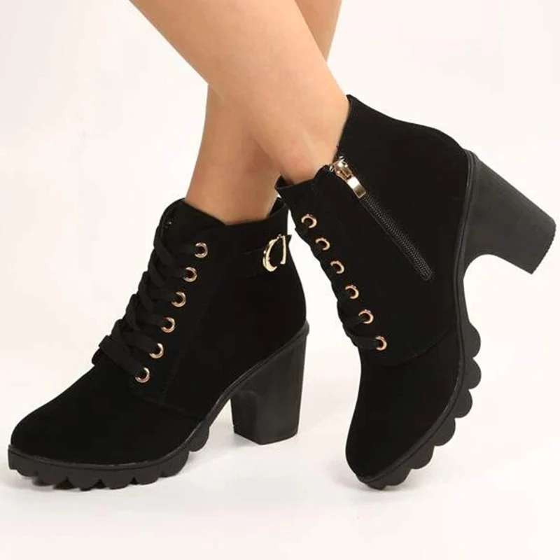 Купи High-heeled Buckle Decor Point Toe Women Boots Classic Retro Heels Boots Ankle Boots 2022 Spring Autumn Office Female Boots за 659 рублей в магазине AliExpress