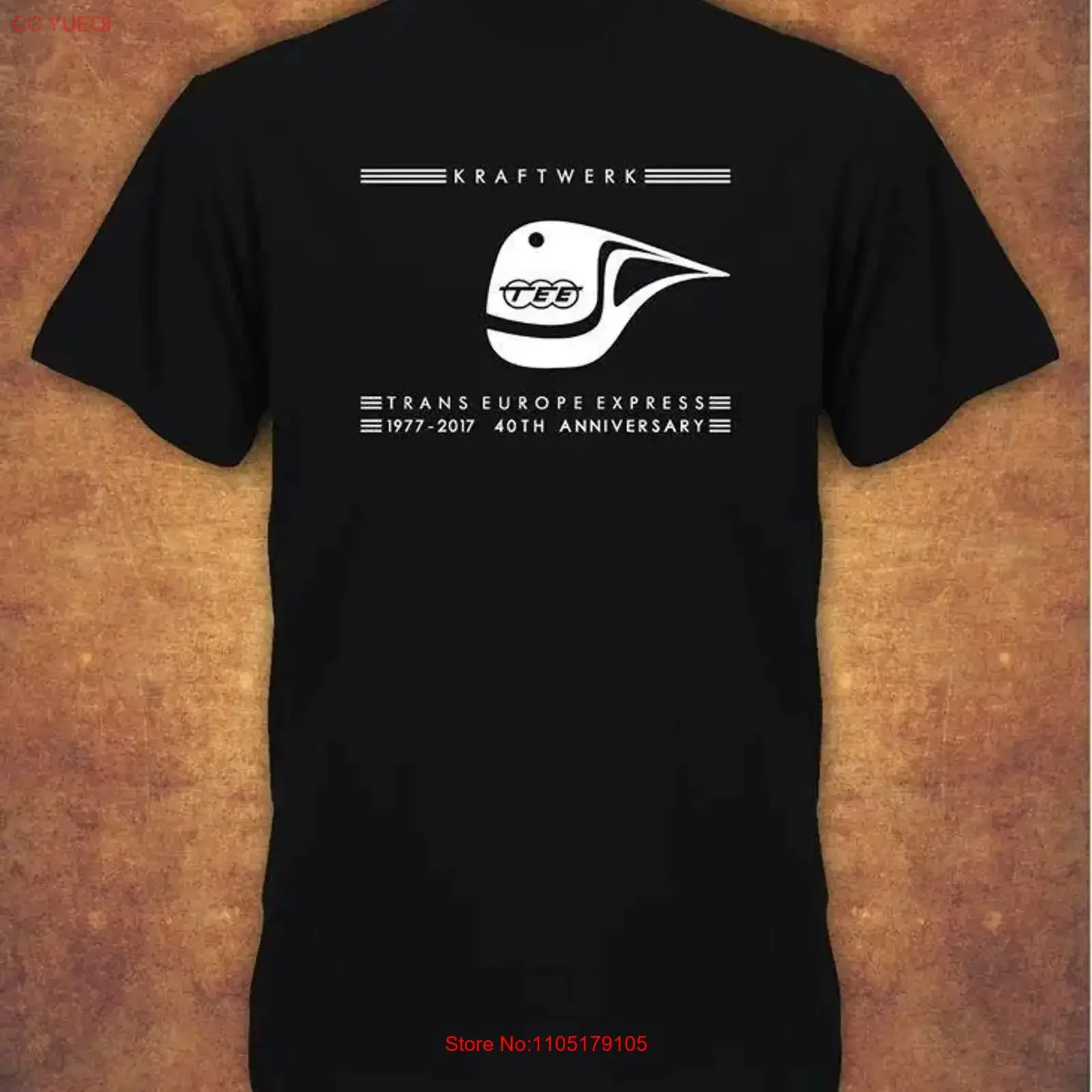 Фото Футболка KRAFTWERK TRANS EUROPE EXPRESS RETRO, черная винтажная стираная слегка дизайнерская одежда, повседневная универсальная одежда №1