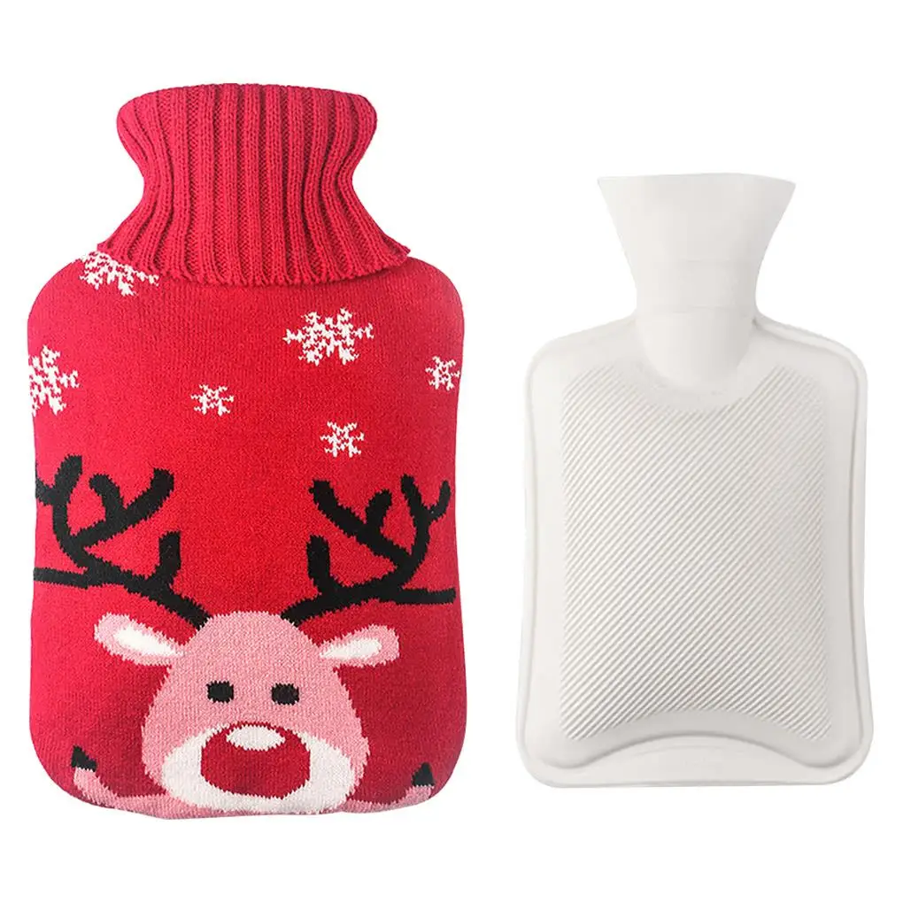 

Winter Warm Heat Reusable Hand Warmer Cute Rubber Stress Pain Relief Therapy Hot Water Bottle Bag With Soft Knitted Cover